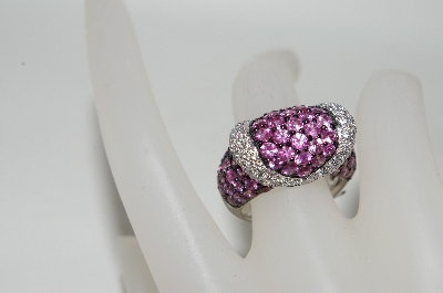+MBA #77-087   18K White Gold Carlo Viani Pink Sapphire & Diamond Ring