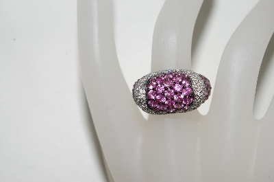 +MBA #77-087   18K White Gold Carlo Viani Pink Sapphire & Diamond Ring