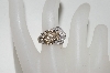 +MBA #77-018    "14K White Gold Cognac & White Diamond Buckle Ring