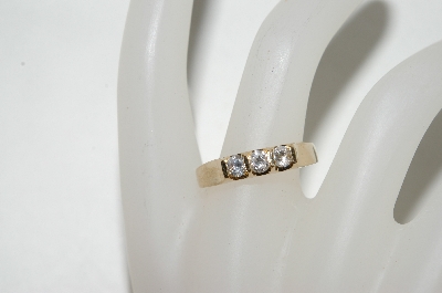 +MBA #77-049     14K Yellow Gold 3 Stone Diamond Ring