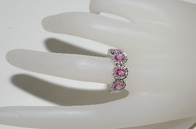 +MBA #77-117    "14K White Gold  4 Stone Pink Sapphire & Diamond Ring