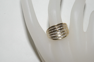 +MBA #77-037    14K Yellow Gold Concave Style Baguette & Round Cut Diamond Ring