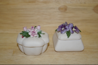 +Set Of 2 "SIMA" Made In Italy Porcelian Flower Mini Boxes