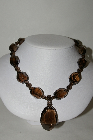 +MBA #70-7966  "14K Yellow Gold  Chuncky Smokey Quartz 19" Necklace