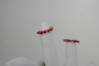 +MBA #78-107  14K Yellow Gold "Ites" Gemstone Hoop Earrings