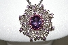 +MBA #78-251   Platinum Plated Sterling Multi Gemstone Pin/Pendant With Fancy 18" Chain