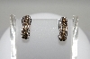 +MBA #78-010  14K White Gold Chocolate & White Diamond Half Hoop Earrings
