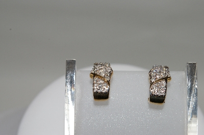+MBA #78-025     14K Yellow Gold Cross Over Diamond Earrings