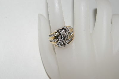 +MBA #78-257  14K Two Tone Gold "Knot" Style Diamond Ring