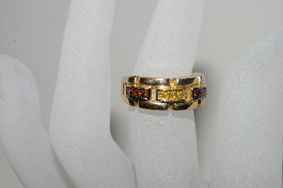 +MBA #78-031  " 14K Yellow Gold Yellow & Red Diamond Link Look Diamond Ring
