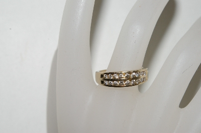 +MBA #78-048   14k Yellow Gold Round Cut All Channel Set Diamond Ring