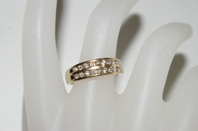 +MBA #78-048   14k Yellow Gold Round Cut All Channel Set Diamond Ring