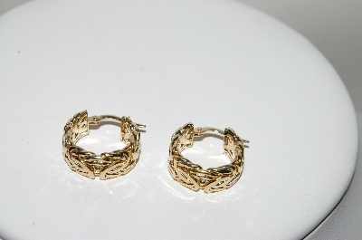 +MBA #78-270  14k Yellow Gold Byzantine Style Hoop Earrings