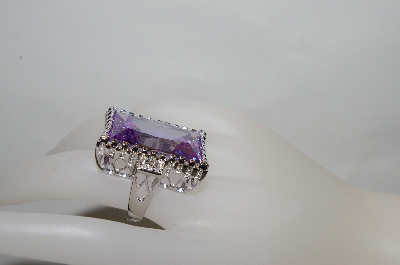 +MBA #78-072   Rhodium Over Sterling Oversized Lavender CZ Ring