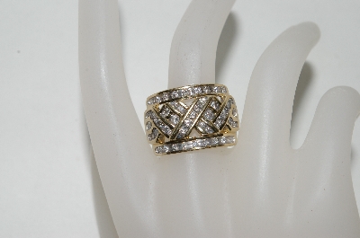 +MBA #77-014    "14k Yellow Gold  Large Weave look Diamond Ring