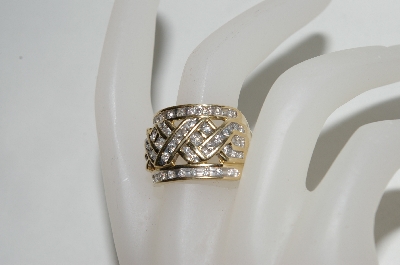 +MBA #77-014    "14k Yellow Gold  Large Weave look Diamond Ring