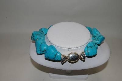 +MBA #78-149   Designer "CANDORI" Large Chunky Blue Turquoise Necklace 