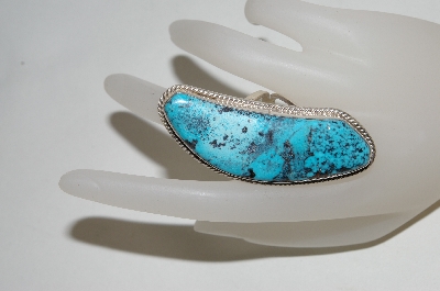 +MBA #78-099   Artist Signed "HTM" Large Fancy Cut Blue Turquoise Ring
