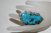 +MBA #78-128    " Artist Signed "Charles Johnson" Fancy Shaped Large Blue Turquoise Ring