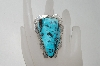 +MBA #78-202  Artist Signed "Charles Johnson" Fancy Shaped Large Blue Turquoise Ring
