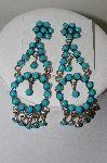 +MBA #78-162  " 4" Long Sterling Hand Made Large Blue Turquoise Dangle Earrings