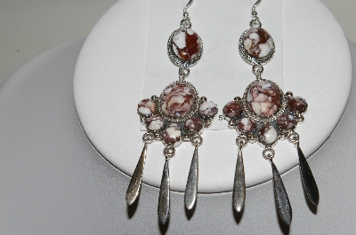 +MBA #78-203  Sterling Artist Stamped Dangle Style Crazy Horse Earrings