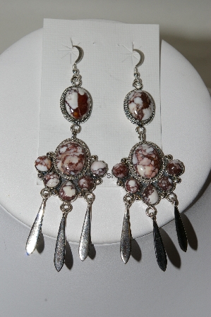 +MBA #78-203  Sterling Artist Stamped Dangle Style Crazy Horse Earrings