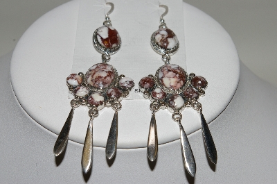 +MBA #78-203  Sterling Artist Stamped Dangle Style Crazy Horse Earrings