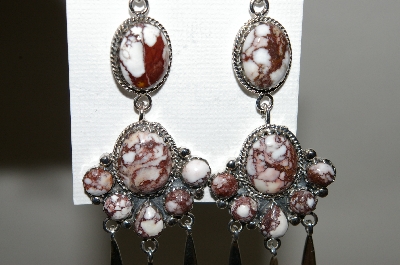 +MBA #78-203  Sterling Artist Stamped Dangle Style Crazy Horse Earrings