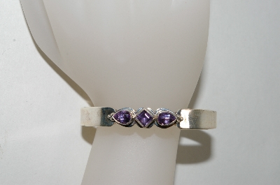 +MBA #78-105  Sterling 3 Stone Amethyst Cuff Bracelet