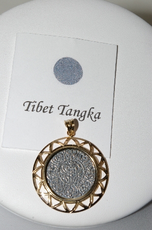 +MBA #78-183  14k Yellow  Gold/Silver 200 Year Old Tibet Tangka Coin Pendant