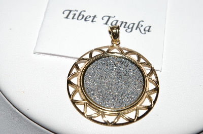 +MBA #78-183  14k Yellow  Gold/Silver 200 Year Old Tibet Tangka Coin Pendant