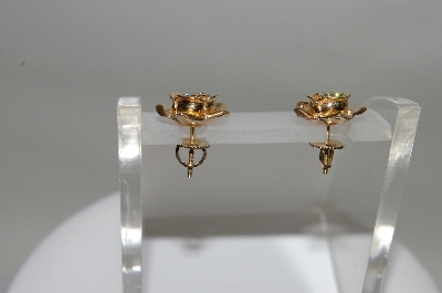 +MBA #78-002  One Of A Kind & Custom Made Diamond Rose Earrings In 14k Yellow Gold