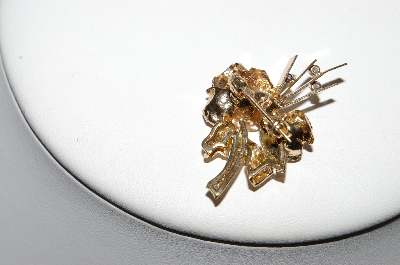 +MBA #78-288  One Of A Kind & Custom Made Two Rose Diamond Pin Done In 14k Yellow Gold