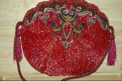 +MBA #HBMC   "1980's Hand Beaded Red Vintage Look Purse