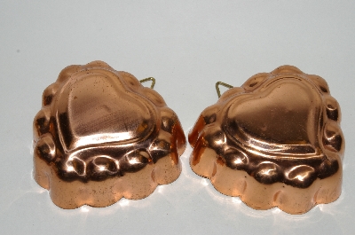 +MBA #79-059   Set Of 2 Heart Shaped Copper Jello Molds