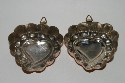 +MBA #79-059   Set Of 2 Heart Shaped Copper Jello Molds