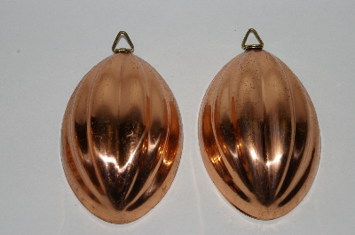 +MBA #79-064   Set Of Two Mellon Shaped Copper Jello  Molds