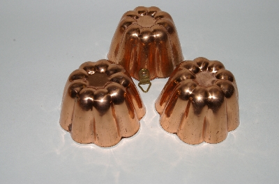 +MBA #79-055   Set Of 3 Vintage Small Copper Jello Molds