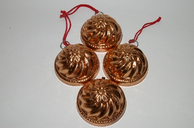 +MBA #79-049   Set Of 4 Vintage Copper Flower Center Jello Molds