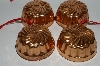 +MBA #79-046  Set Of 4 Vintage Round Copper Jello Molds