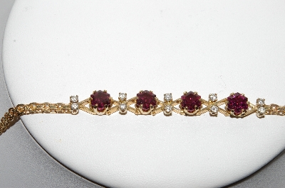 +MBA #79-016  14K Yellow Gold One Of A Kind  Ladies Fancy Cut Pink Tourmaline & Diamond Bracelet