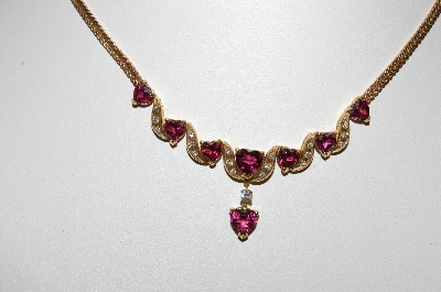 +MBA #79-009  14k Yellow  Gold One Of A Kind  Heart Cut Tourmaline & Diamond Necklace