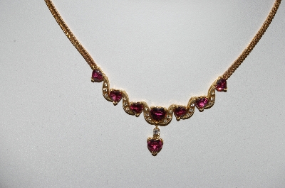 +MBA #79-009  14k Yellow  Gold One Of A Kind  Heart Cut Tourmaline & Diamond Necklace