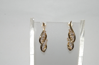 +MBA #79-001  14k Yellow Gold One Of A Kind Channel Set Diamond Earrings