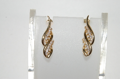 +MBA #79-001  14k Yellow Gold One Of A Kind Channel Set Diamond Earrings