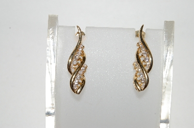 +MBA #79-001  14k Yellow Gold One Of A Kind Channel Set Diamond Earrings