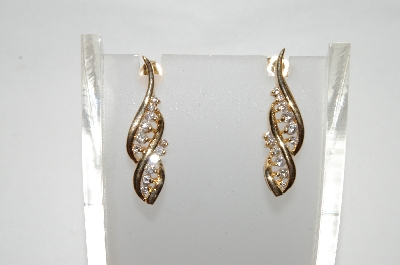 +MBA #79-001  14k Yellow Gold One Of A Kind Channel Set Diamond Earrings