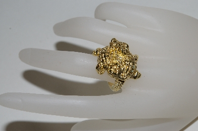 +MBA #80-141   14k Yellow Gold Textured Bypass Alligator Ring