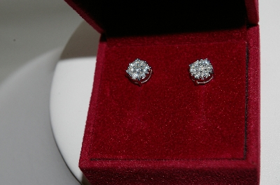 +MBA #80-204    "14k White Gold 1/2 Ct Classic Cluster Diamond Stud Earrings"
